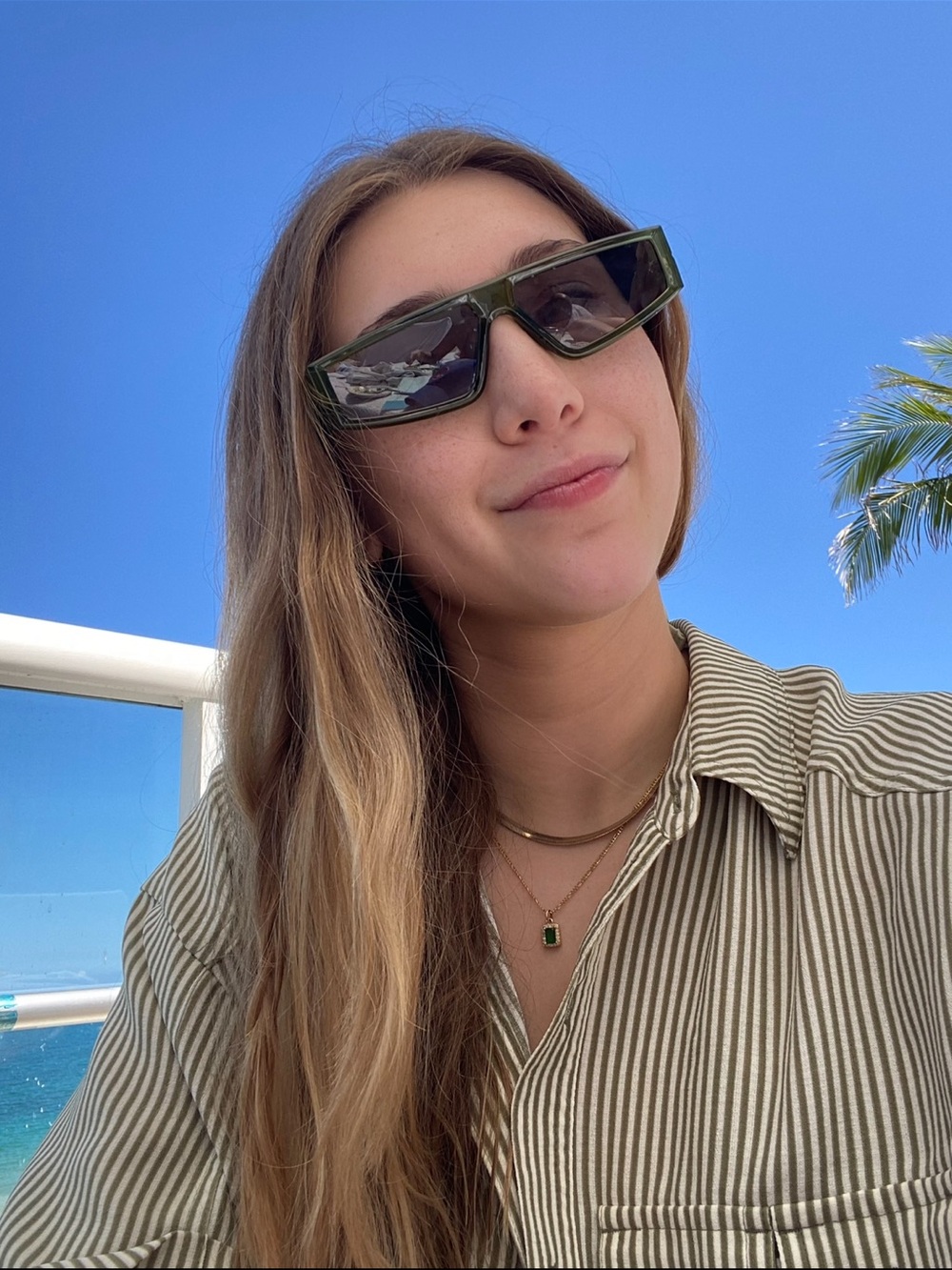 Olive Green Rectangular Sunglasses